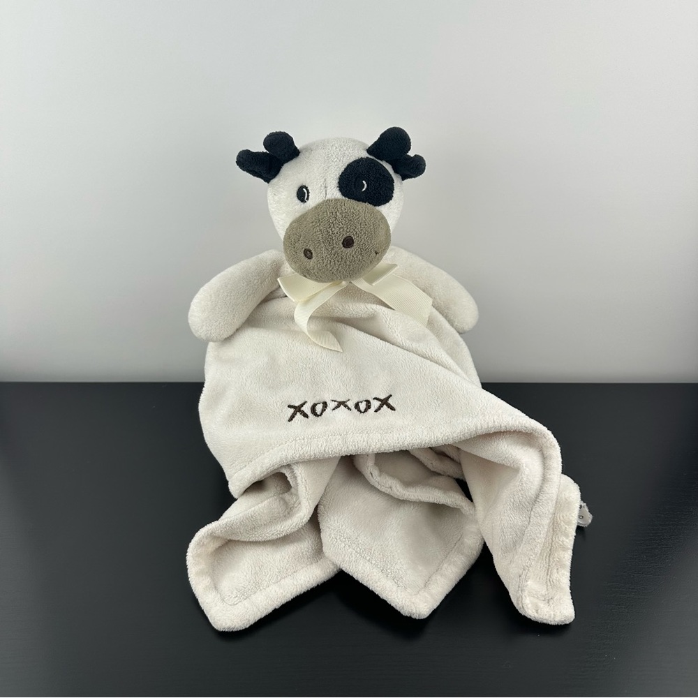 Honey Bunny Beige Ivory Cow Lovey Baby Security Blanket XOXOX Soft Plush RARE